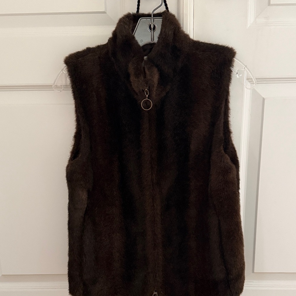 LOFT Dark Brown Faux Fur Vest